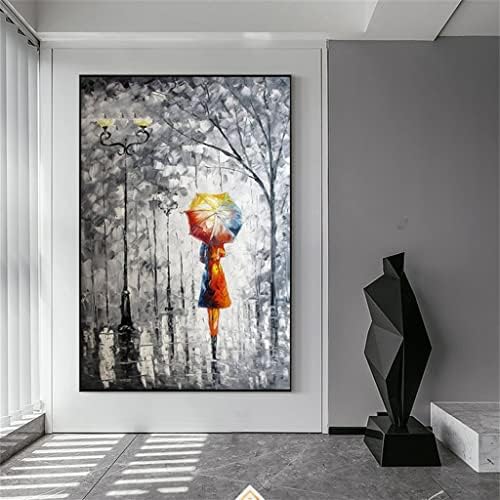 XJJZS Оцветени Платно Ръчно живопис Без рамка Сиво Платно Изкуство Стенен Декор на Картината (Цвят: сив, размер: 70x100