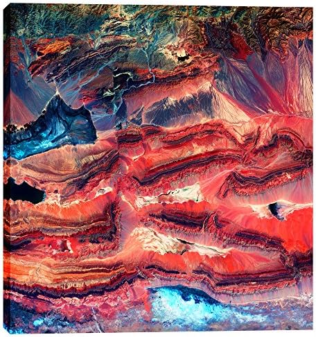 Епична Графити Пукнатини на земята Giclee върху Платно, Стенно изкуство, 26 x26, Червен