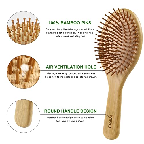 Комплект Четки за коса MRD, Гребен-на Плешката е от естествен Бамбук За Разнищване на Коса, Гребен, без косъм с широки