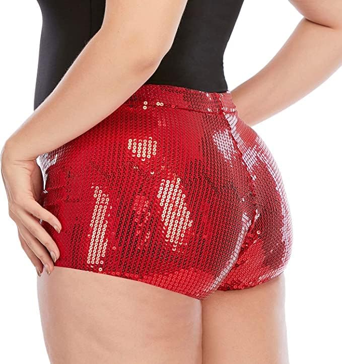JUST BEHAVIOR Дамски Къси панталони с пайети и Проблясващи Секси Модел в стил Rave Плячка Металик