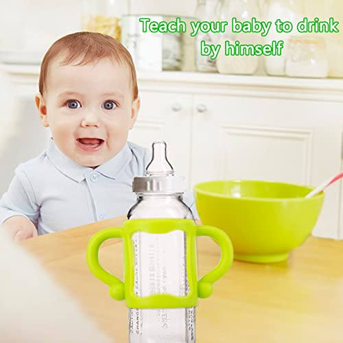 6 Опаковки тесни дръжки за бебешки бутилки: Мек силикон титуляр за бебешки бутилки, държач за самостоятелно хранене