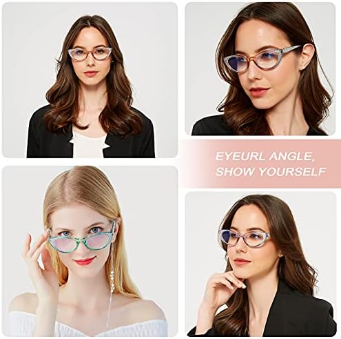 Дамски очила за четене EYEURL Котешко око, Блокер синя светлина, 4 опаковки дамских модни ридеров с гъвкави кутия пролетта