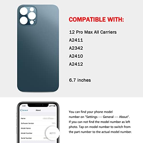 Сменное стъкло на задната корица UooFide, съвместимо с iPhone 12 Pro Max 6,7 инча за всички превозвачи с Ръководството за
