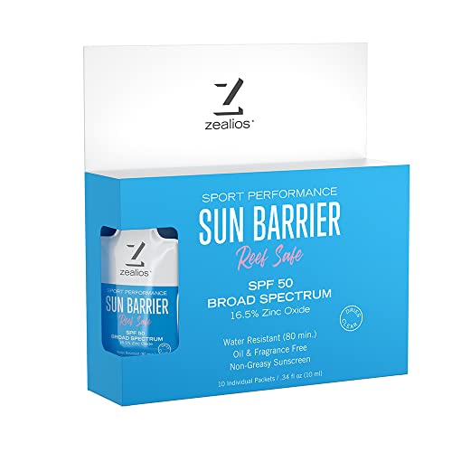 Zealios Sun Barrier Слънцезащитен крем с цинк широк спектър SPF 50 - Водоустойчив и не Слънцезащитен крем за активни