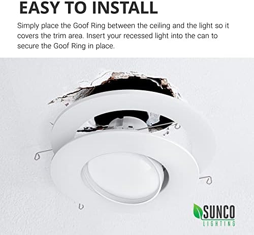 Sunco Lighting 12 Опаковъчни на пръстените Goof за Вградените свещника В хола, подреден Пръстен, изработени Goof Light, Външен