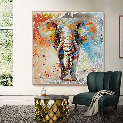 Голяма картина с маслени бои, Боядисване, Слон, Площада на Изкуството, Текстурированное Благоприятно за домашни
