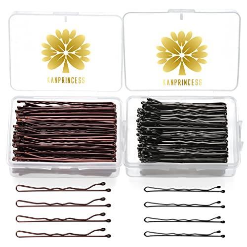 KANPRINCESS Комплект от 200 броя заколок за коса, с прозрачна кутия за съхранение, включва 100 броя черни заколок