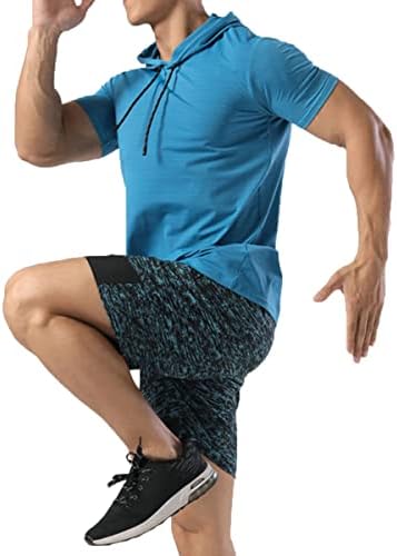 Magiftbox Мъжки Мускулни Памучни Леки Спортни Тениски С Къс Ръкав И качулка, Блузи за Фитнес T63