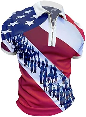 На 4 юли Ризи с къси ръкави за Мъже Летни с 3D Принтом Хартата на САЩ, Ежедневни Тениски с Къс Ръкав, Туника, Поло