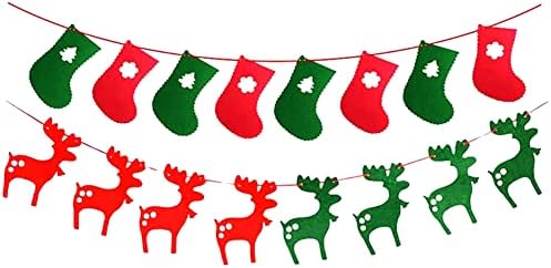 YinQin 4 бр. Фетровая Коледна овесена каша за партита, Коледни Висящи Букви, Гирлянди, Вълнени Коледа Червено-Зелени