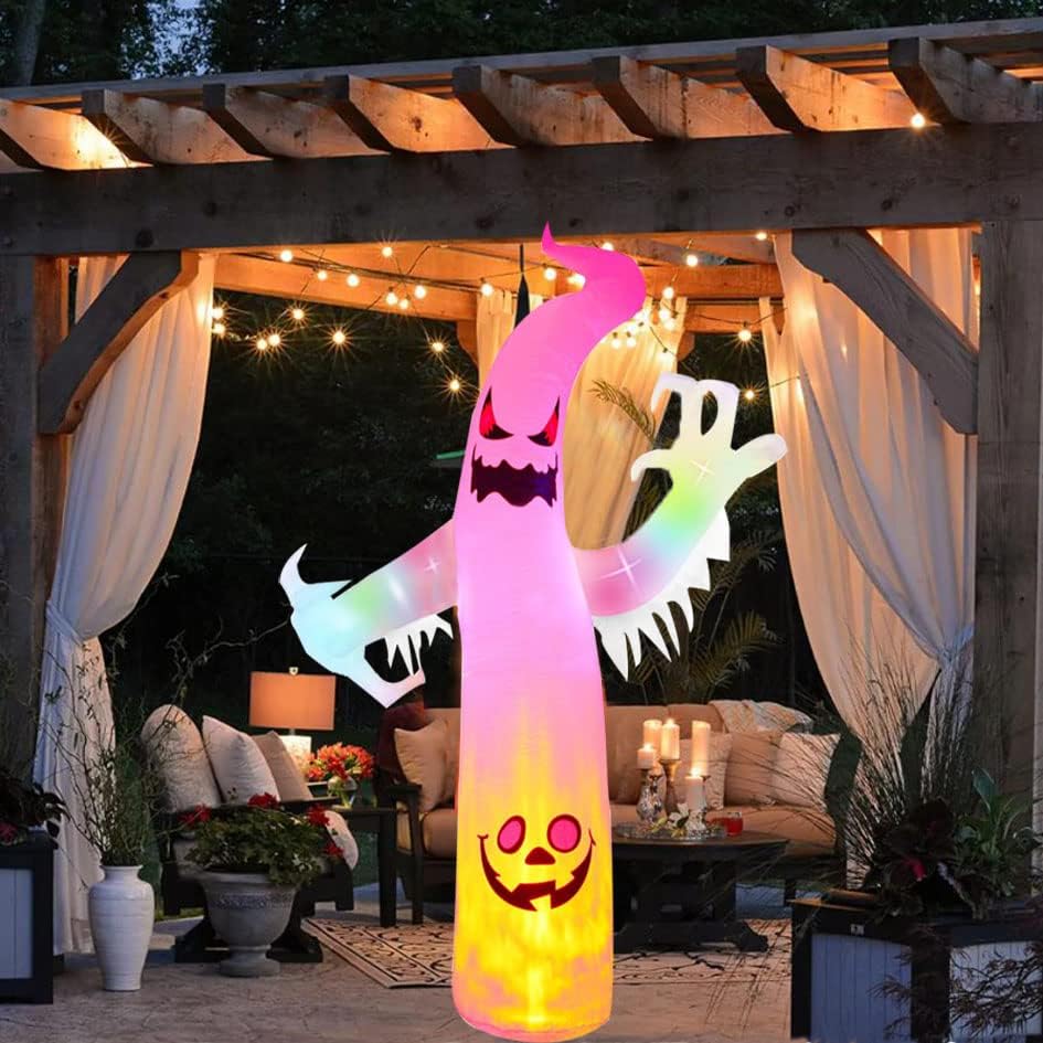 8-Подножието на Надуваеми Украса за Хелоуин от Духове къща Декорация за Двор, с Вградени led Светлини С Пламък,