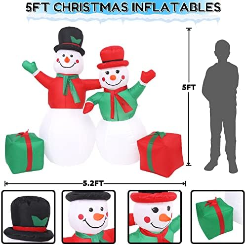 Buheco Снежен човек Надуваеми Коледна Украса за Двора Външни Надуваеми 5-подножието Гигантски Надуваеми Семейни