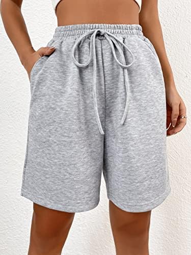 Дамски къси панталони ADOORO, Обикновена къси панталони с възел на талията и наклонени джобове (Цвят: сив, Размер: X-Small)
