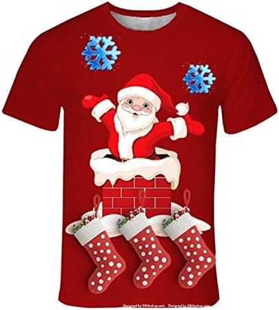 XZHDD Тениски с къс ръкав Коледен войници за мъже, тениски с кръгло деколте и принтом Дядо Коледа, върховете на