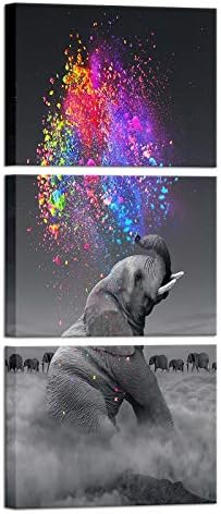 iKnow FOTO 3 бр. Стенен Декор под формата на Слон, Цветни Картини под формата на Слон, за Хол, Офис, една Спалня,