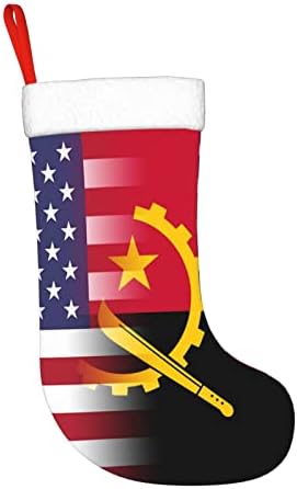 Коледни Чорапи с Флага на сащ TZT и Флага на Ангола, Подаръци за Коледно парти за семейни Празнични украси 18 Инча