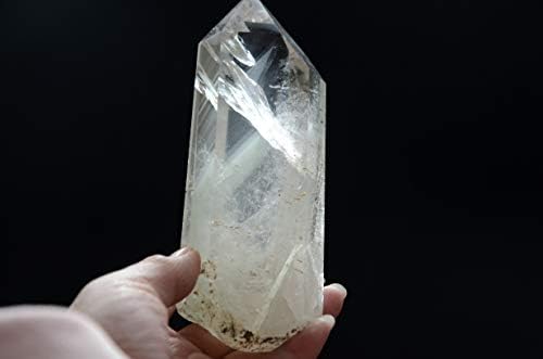 Истинският Тибетски Хималайски Алпийски Прозрачни 6-Страничен Crystal Фантоми Кварц Дъгова Точка 5,59 Инча Духовно Изцеление
