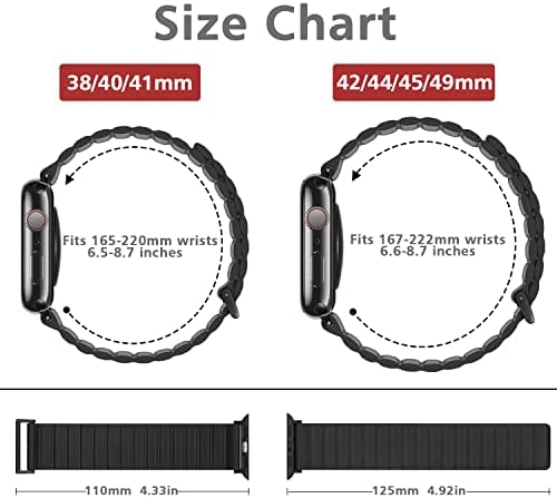 HITZEE е Съвместим с каишка на Apple Watch 49 мм 45 мм 44 мм 42 мм, с Кожени Силиконови Магнитни джапанки, Регулируема
