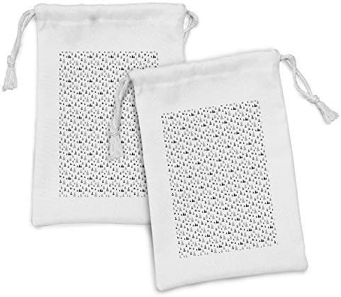 Комплект от 2 чанти от геометрична тъкан Ambesonne с Шарени от Различни Триъгълници, полка точки, ивици и вълни, Малка Чанта