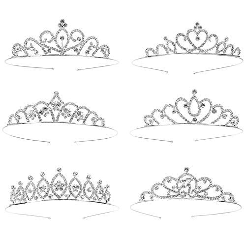 Hedume, 6 опаковки, кристален диадема принцеси за момичета, crown принцеса с кристали за парти в чест на рождения ден, сватба,