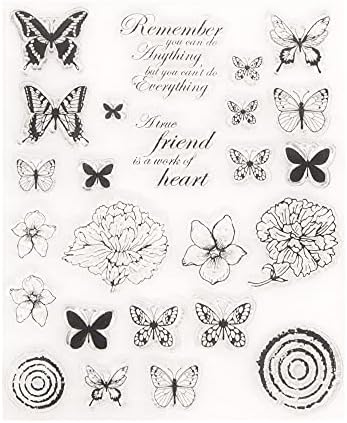 Арбуя Различни Цветя, Пеперуди Божур Настроение Приятел Прозрачни Печати за Направата на Картички, Бижута и САМ Scrapbooking
