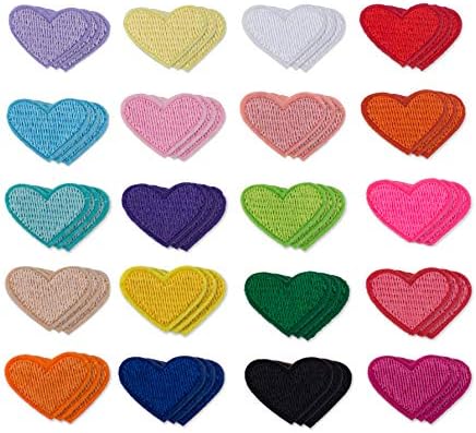 60 Броя Железни ивици със сърца в различни цветове, 1 (25 mm), Сладки Мини-Ленти със Сърца за Дрехи, Якета, Чанта,