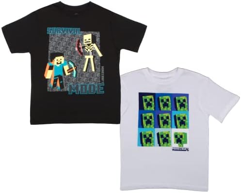 Тениска с къс ръкав за момчета Майнкрафт, нормално Кацане, 2 опаковки Комплект от 2 Тениски за момчета