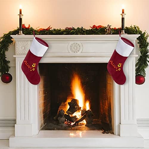 Хавай Алоха Коледни Окачени чорапи Чорапи за Коледно Камина Празничен Начало Декор