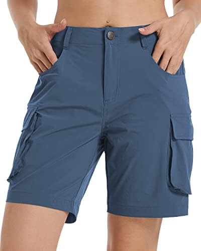 Дамски туристически панталони UPSOWER с джобове - Леки, бързо съхнещи шорти-карго за лятото