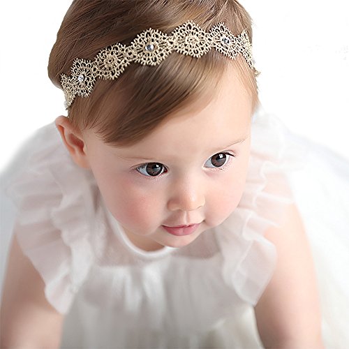 RQJ за малки момичета, разтеглив златни превръзки с диаманти, crown за коса принцеса с завързана цвете за новородени