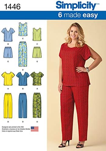 Лесна US1446FF Комплект за шиене на женските блузи, панталони и шорти Easy to Sew, код 1446, с Размери 18 W-24 W
