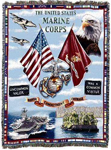 Pure Country Weavers Корпуса на морската пехота на САЩ - Одеало Sea Land Air - Подарък Военен Гобеленовый каре, Изтъкан