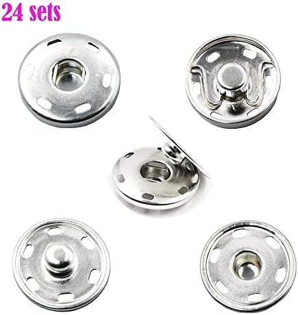 JOSDIOX Sew on Snap 24 Комплект Метални Притискателните Копчета-Копчета за Шиене на Дрехи Сребрист Цвят (0,82 инча