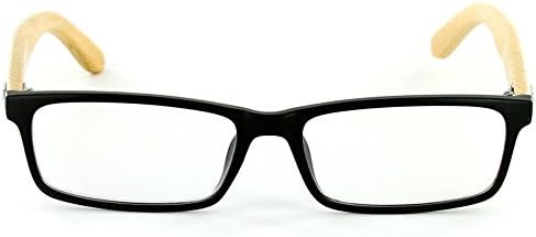 Очила Aloha Унисекс Дзен Temple, Еко-Шик Ретро Квадратни очила за четене в Ретро стил (черно + 2,00)