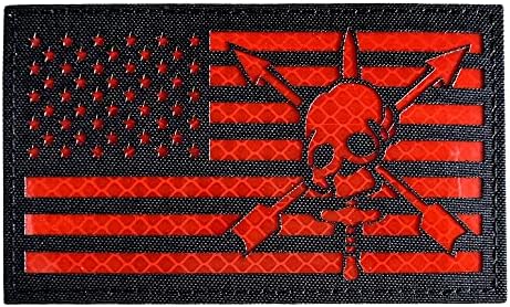 5x3 инча IR-Инфраред Светоотражающая Pirate нашивка с американския флаг на САЩ, нашивка на тактическа жилетка с цип кука (Отразяваща