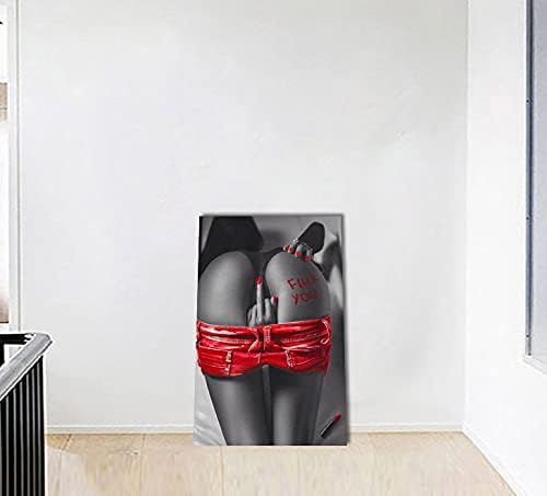 Стенно изкуство Секси Дама, Красиво Платно за тяло, Секси Червена Пола, Живопис, Специални Жестове и Червен Лак