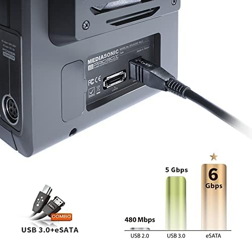 Корпуса на твърдия диск Mediasonic PROBOX 4 отделения 3,5 SATA с поддръжка на USB 3.0 и eSATA, твърд диск с капацитет от 18