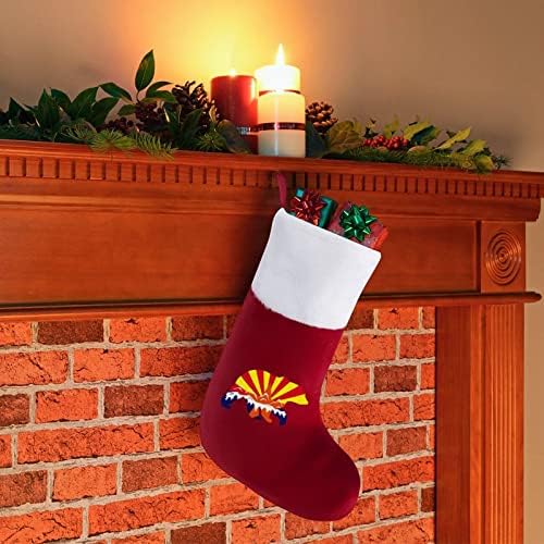 Флаг на щата Аризона Мечка Планина Коледни Чорапи, Чорапи с Плюшено Камина, Висящи за Домашен интериор Елхи