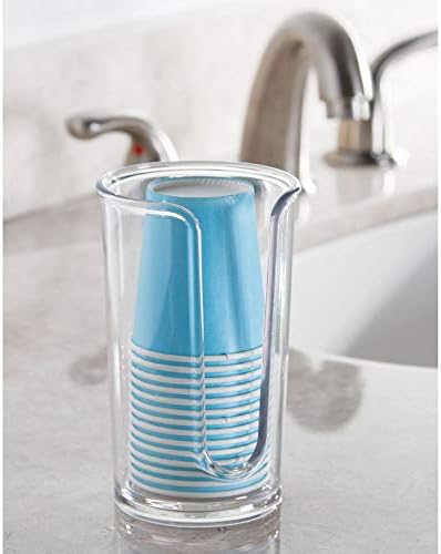 mDesign Малка Пластмасова Опаковка за еднократна употреба хартиени чаши - Компактен Държач за чаши за изплакване на устата