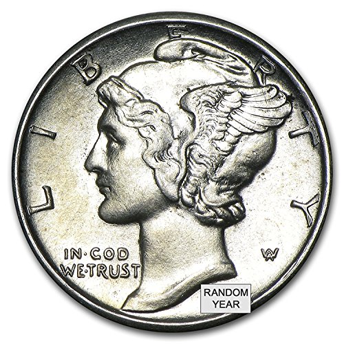 1916-1945 90% Сребро живачни десятицентовики BU (смесени дата и марка монетен двор). Диамантени десятицентовики 10в, Без