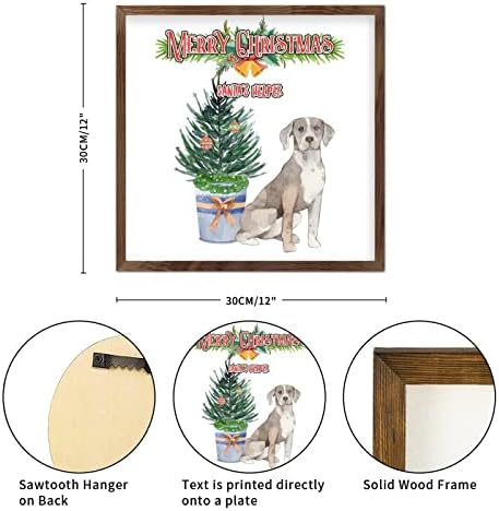 Дървени Коледни Знаци Помощник на дядо коледа Домашно Куче Реколта Дървена Рамка За Снимки на Ретро Коледа Интериор