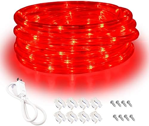 Червени led светлини, 16-подножието въжени светлини, Гъвкави и plug-in Лентови тела, Водоустойчива за използване