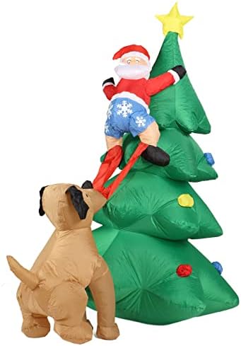 Куче Хапе Коледна Елха Старец, Led Отглеждане на Надуваема Коледно Дърво, Подходяща за работа на Открито, на Двора