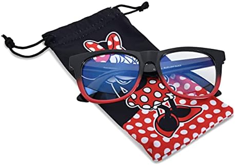 Мини Маус Сини Светозащитные Очила с Калъф Компютърни Очила за Жени Защита на екрана точки (Червен / Черен)