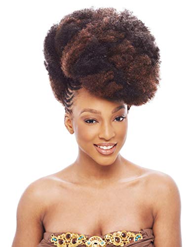 Janet Collection Синтетични опашка за коса Noir Afro Извратени едро 24 инча (4 опаковки, 1 блок)