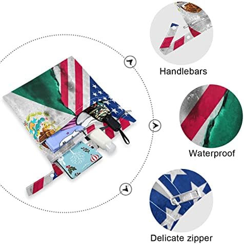 ZZXXB Знаме на Мексико, Съединените Щати Водоустойчив Мокра Торба за многократна употреба Текстилен Пелена Влажна, Суха Чанта
