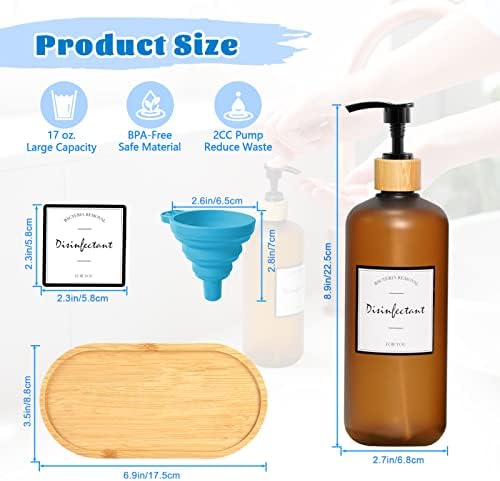Набор от Дозаторов сапун за баня от 2 опаковки с бамбуковым помпа и тава, Захранващи сапун за ръце KMOTASUO