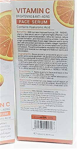 Серум за лице Dr Rashel с витамин С и Хиалуронова киселина, стягане и подмладяване (опаковка от 2 броя) + 1 чифт коллагеновой