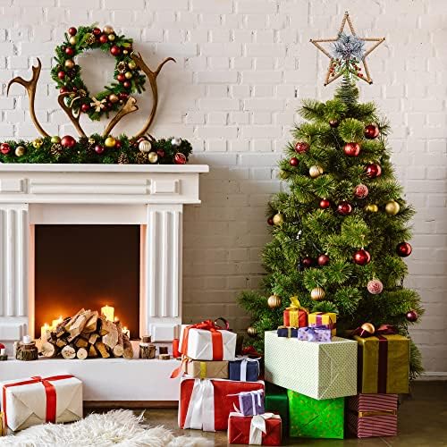 Метална Декорация DUSVALLY Star Tree Topper с Плодове Падуба за Коледната Елха, Шапка-Topper за Коледната