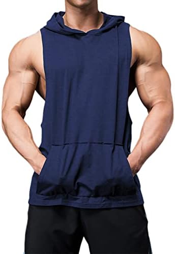 Мъжки Потник с качулка За тренировки във фитнеса, Спортни Блузи Без Ръкави за Бодибилдинг, Тениска с Отрязани